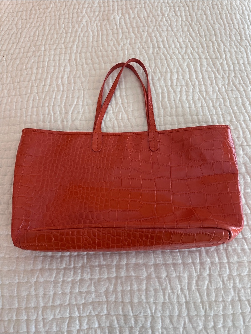Orange Croc-Embossed Tote Bag - Classic Women's Shoulder Bag